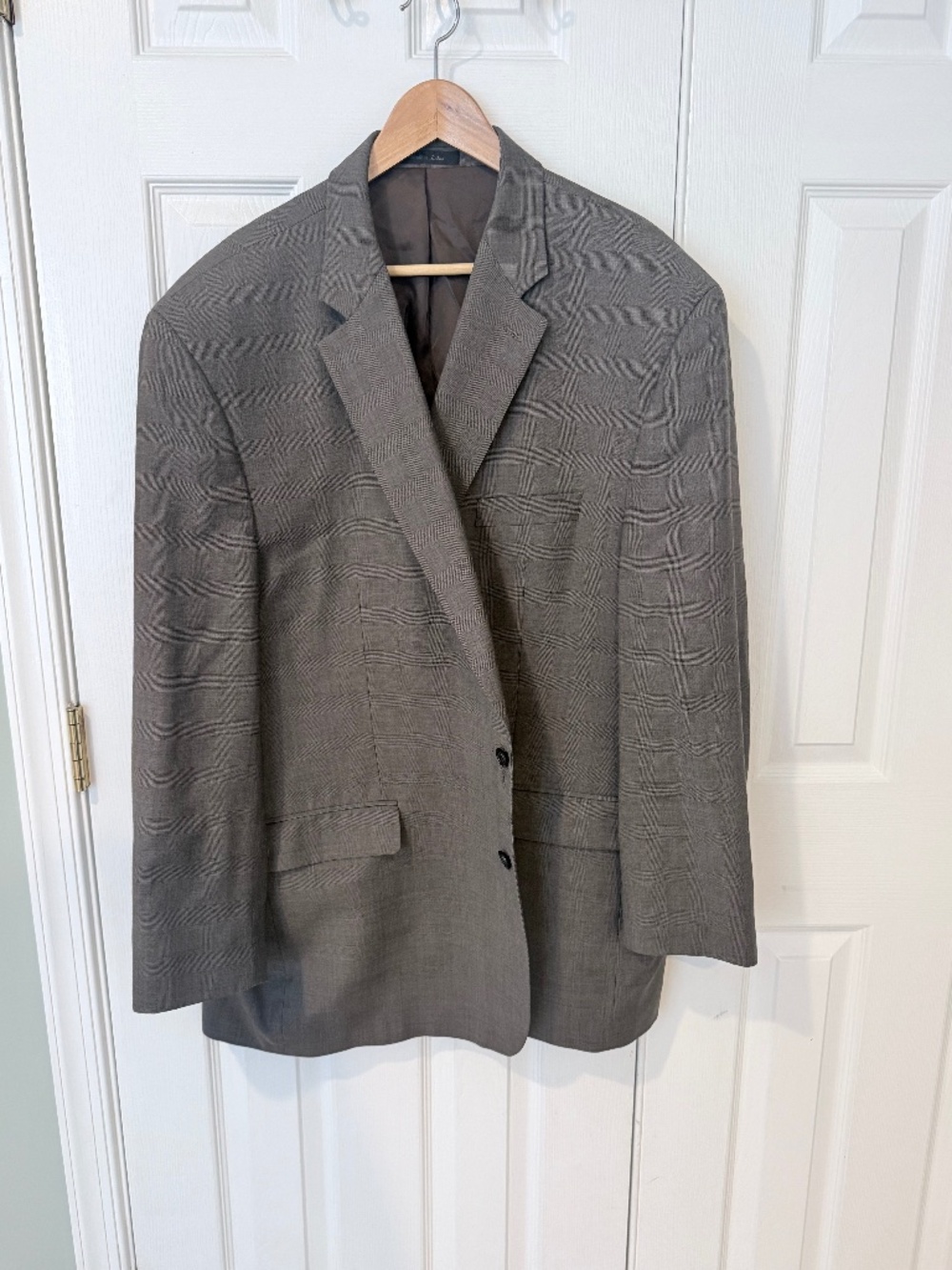 Men's Suit Coat / Blazer Size 52L in Brown Houndstooth
